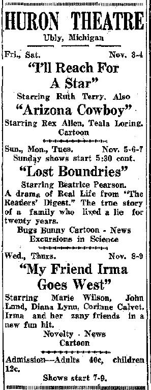 Huron Theatre - Old Ad From James Thompson